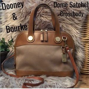 Dooney & Bourke Dome Satchel-Brown Cloth/Leather